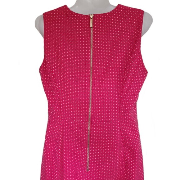 Calvin Klein Pink with White Polka Dot Sleeveless Bodycon Dress Size 8 - Picture 4 of 5